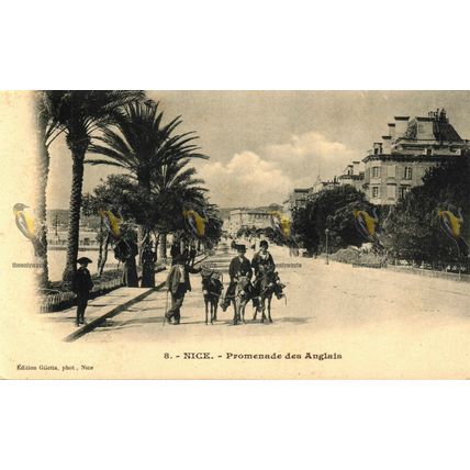 Nice, Promenade Des Anglais, France, Giletta 8 Antique Postcard