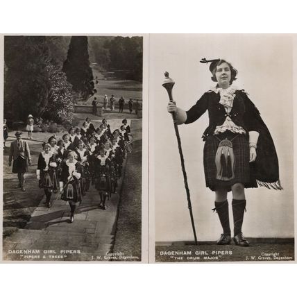 Dagenham Girl Pipers 2x Real Photo Military Girls Postcard s