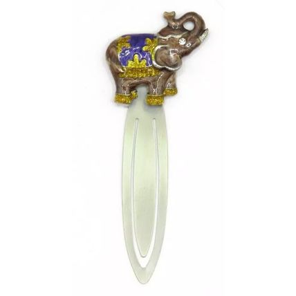 Elephant Bookmark Metal Brown & Purple Detail 11 CM Gift Collectable Home