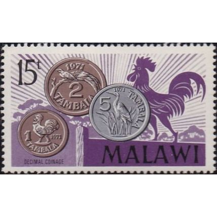Malawi QEII 1971 Decimal Coinage 15t Cockerel Unmounted Mint MNH SG 372 stamp