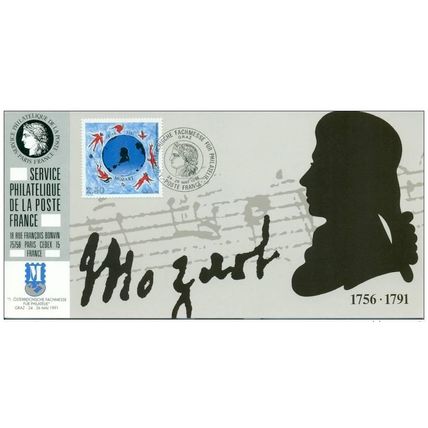 075 Carte officielle Exhibition Graz 1991 France FDC Wolfgang Amadeus Mozart
