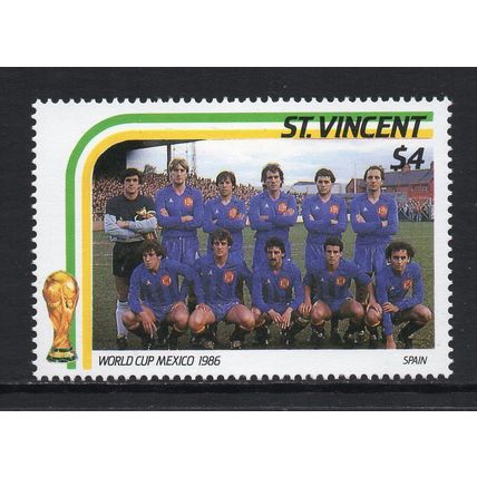 St. Vincent - 1986 - $4 World Cup Mexico '86 (Spain), MNH