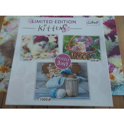 BOX OF 3 TREFL JIGSAW PUZZLES 1 BY 1000PCS 2 BY 500 PCS CATS LIMITED EDITION