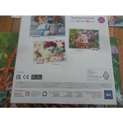 BOX OF 3 TREFL JIGSAW PUZZLES 1 BY 1000PCS 2 BY 500 PCS CATS LIMITED EDITION