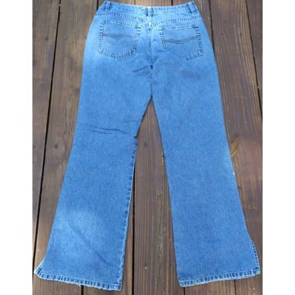 Women's Route 66 Washed Denim Relaxed Jeans Size 7/8 Wide Legs Split Hems Flaw