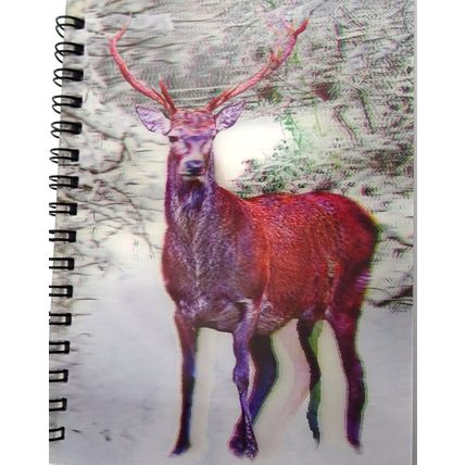 Stag in snow 3D image on the cover of a pocket Notebook