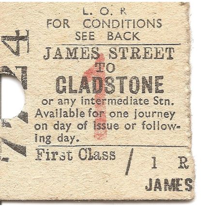 Liverpool Overhead Railway Edmondson Ticket - James Street to Gladstone
