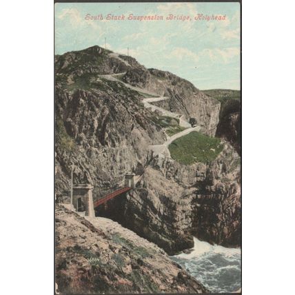South Stack Suspension Bridge, Holyhead, Anglesey, 1908 - Valentine's Postcard