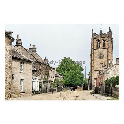 ptc1829 - Derbys' - The Church Clock Tower & Cottages, Youlgreave - print 6x4
