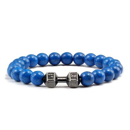 Turquoise Energy Barbell Bracelet – Unisex Gun Black Electroplated Alloy