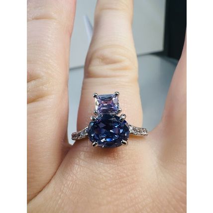 Ring Bomb Party Sz8 RBP Square/Oval Purple Gems Rhodium P Band Costume Jewelry