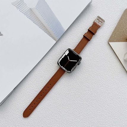Leather Watchband For Apple Watch Series (Orange, 7 45mm / 6&SE&5&4 44mm / 3&2&1