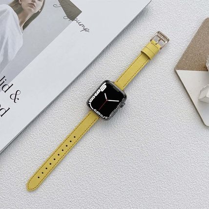 Leather Watchband For Apple Watch Series (Orange, 7 45mm / 6&SE&5&4 44mm / 3&2&1