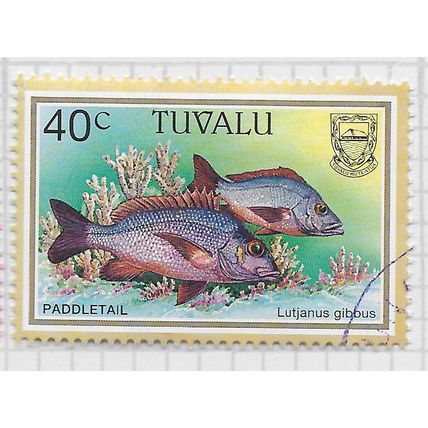TUVALU 1997 FISH SERIES 40c PADDLETAIL USED MARINE SEA LIFE FAUNA