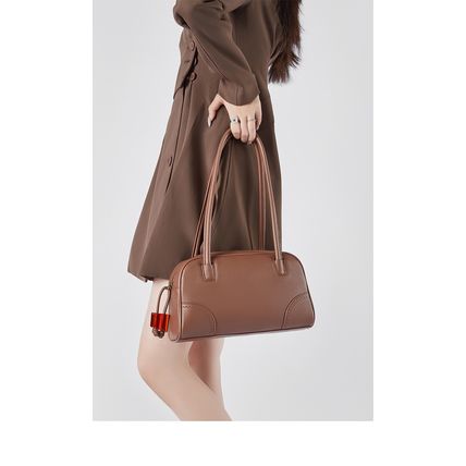 Genuine Leather Women Shoulder Handbag Ladies Crossbody Purse Brown
