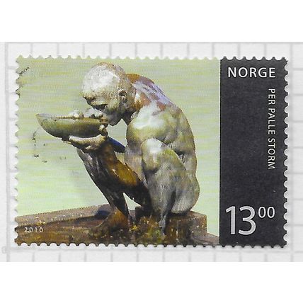 NORWAY 2010 ART PER PALLE STORM MAN DRINKING BOWL WATER SCULPTURE 13Kr USED