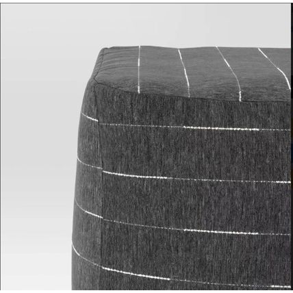 18"x18" Outdoor Patio Pouf Charcoal Dash - Threshold