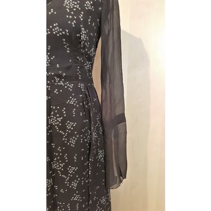 Toni Gard Black Grey Print Silk Dress 10 12 UK