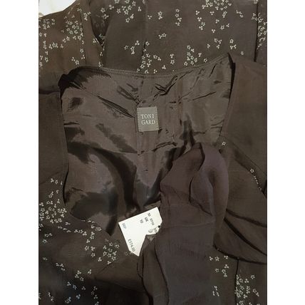 Toni Gard Black Grey Print Silk Dress 10 12 UK