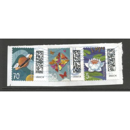 Germany 2022 stamps x3, used on piece