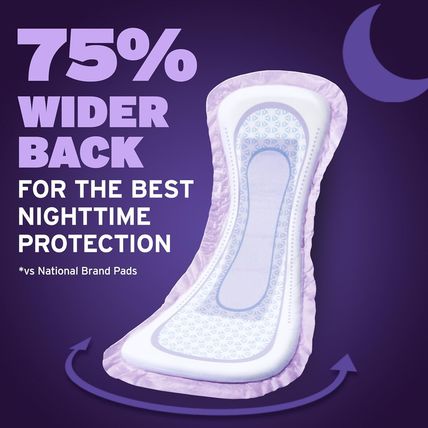 Poise Overnight Incontinence & Postpartum Pads for Bladder Leaks, 8 Drop Extra C