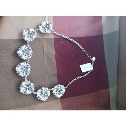 Charter Club Frontal Necklace Rhodium Plate Red Pink Flame Crystal Clusters 16 2