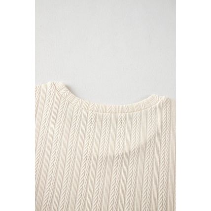 Apricot Polka Dot Mesh Puff Sleeve Textured Blouse