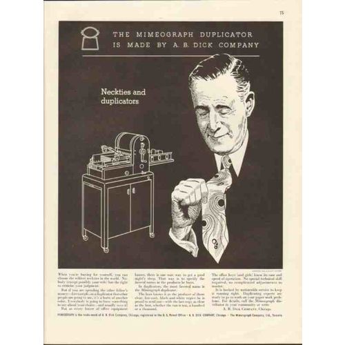 a b dick company 1943 neckties and duplicators mimeograph vintage ad