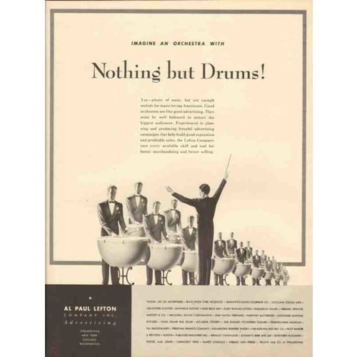 al paul lefton company 1947 drums media advertising vintage ad