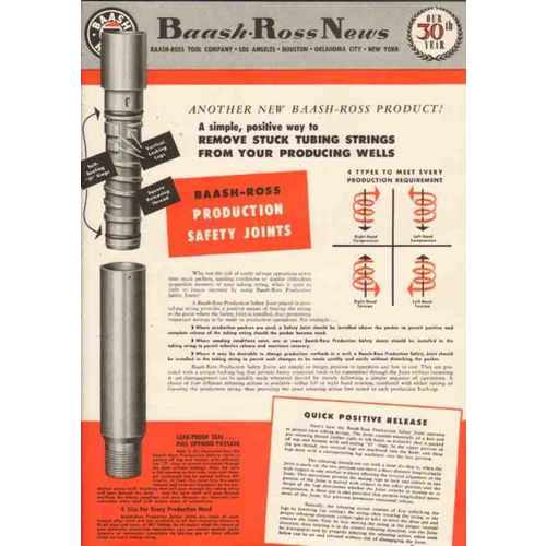 baash-ross tool company 1950 production safety joints oil vintage ad