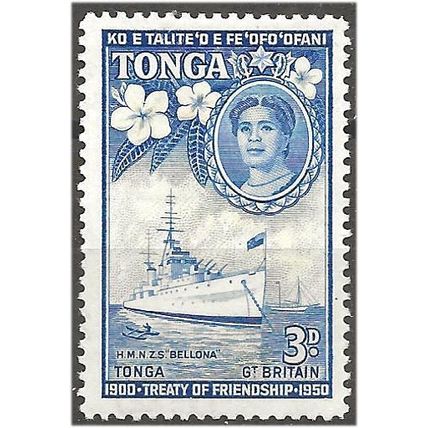 Tonga 1951 SG98 3d Yellow & Bright Blue Mounted Mint . .. .
