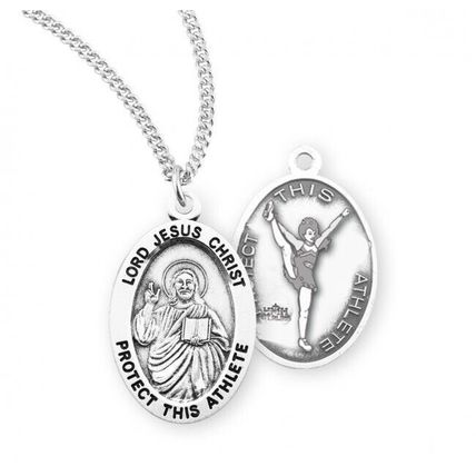 Jesus Christ Cheerleading Sterling Silver Medal Necklace