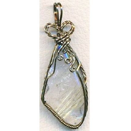 Rutilated Quartz Bronze Copper Wire Wrap Gemstone Pendant 14