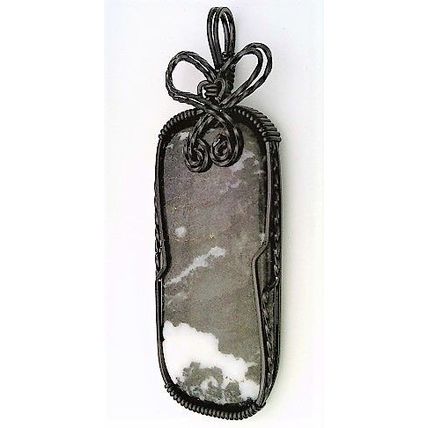 Medicine Bow Agate Black Copper Wire Wrap Gemstone Pendant 6