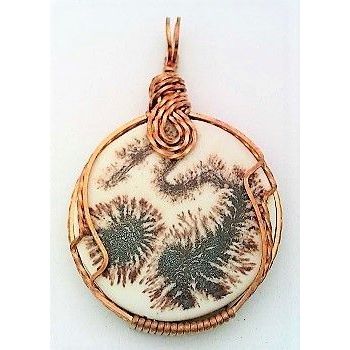 Iron Oxide Porcelain Copper Wire Wrap Pendant 3