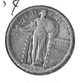 1920 US Standing Liberty Quarter VF/XF