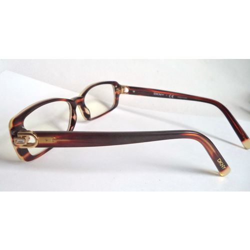 DKNY 4610 B vintage Brown Tortoise Horn Rim Eyeglasses Crystal 53-16 womens rect