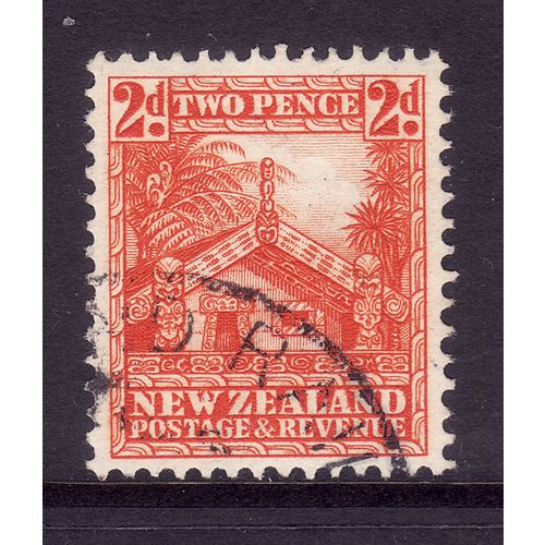 NEW ZEALAND 1936 SG 580 2d ORANGE MAORI CARVED HOUSE FINE USED#5
