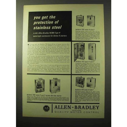 1964 Allen-Bradley Ad - Bulletin 705 NEMA 4 Size 2 +