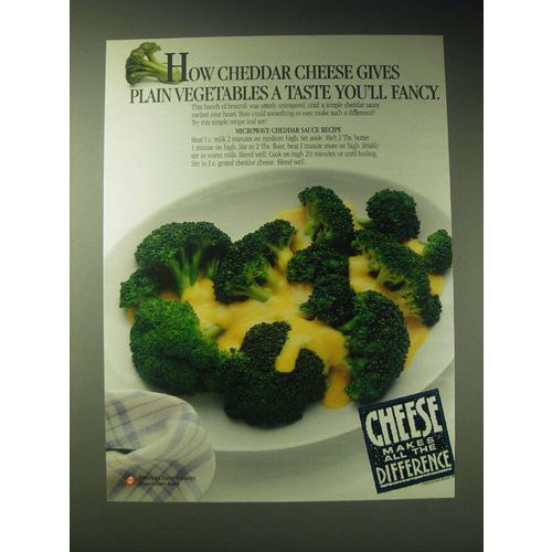 1989 National Dairy Board Ad - How cheddar cheese gives plain vegetables