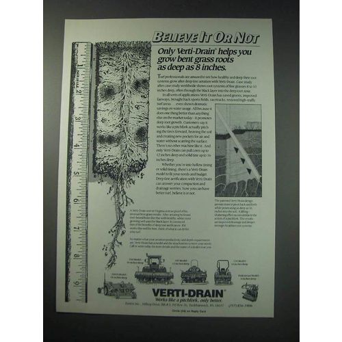 1991 Verti-Drain Tines Ad - helps you grow Bent Grass Roots