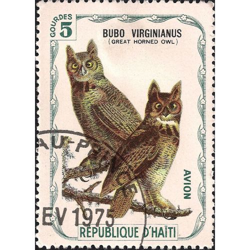 HAITI, BIRDS, Great Horned Owl, 1975, 5 Gourdes