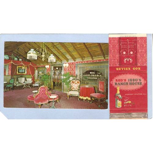 New Jersey Convent Station Comb Pack Card Rods 1890s Ranch House Matchcove~2044