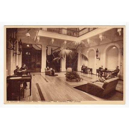 The Lounge Trenython Railway Convalescent Home Par Postcard Cornwall