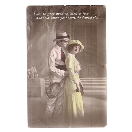 LOVERS used antique postcard December, 1917 postmark =