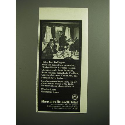 1970 Sheraton-Russell Hotel Ad - Filet of Beef Wellington