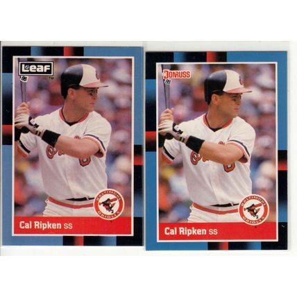 Both 1988 Donruss & Leaf Cal Ripken Jr. cards 100, 171 -HOF- Orioles