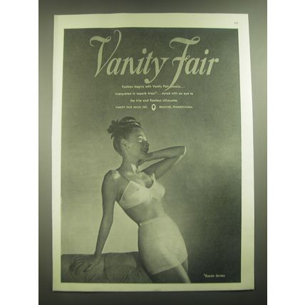 1945 Vanity Fair Lingerie Ad - Vanity Fair Fashion begins with Vanity Fair