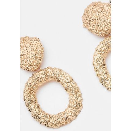 KAREN MILLEN Gold Plated Molten Textured Drop Hoop Earrings (RARE & COLLECTABLE)