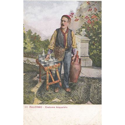 Palermo Costume Acquaiolo Water Carrier Italian Fashion Postcard